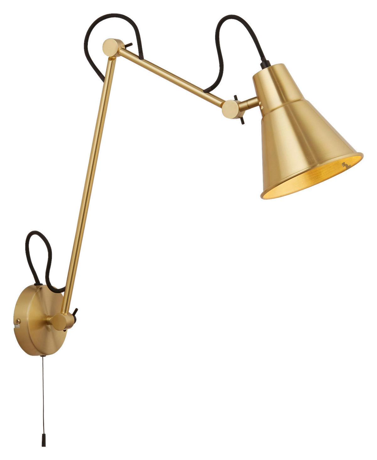 Searchlight Wandleuchte messing Stahl B/H/T: ca. 14x77x50 cm E27 1 Brennstellen Swing Arm - messing (14,00/77,00/50,00cm) - Searchlight