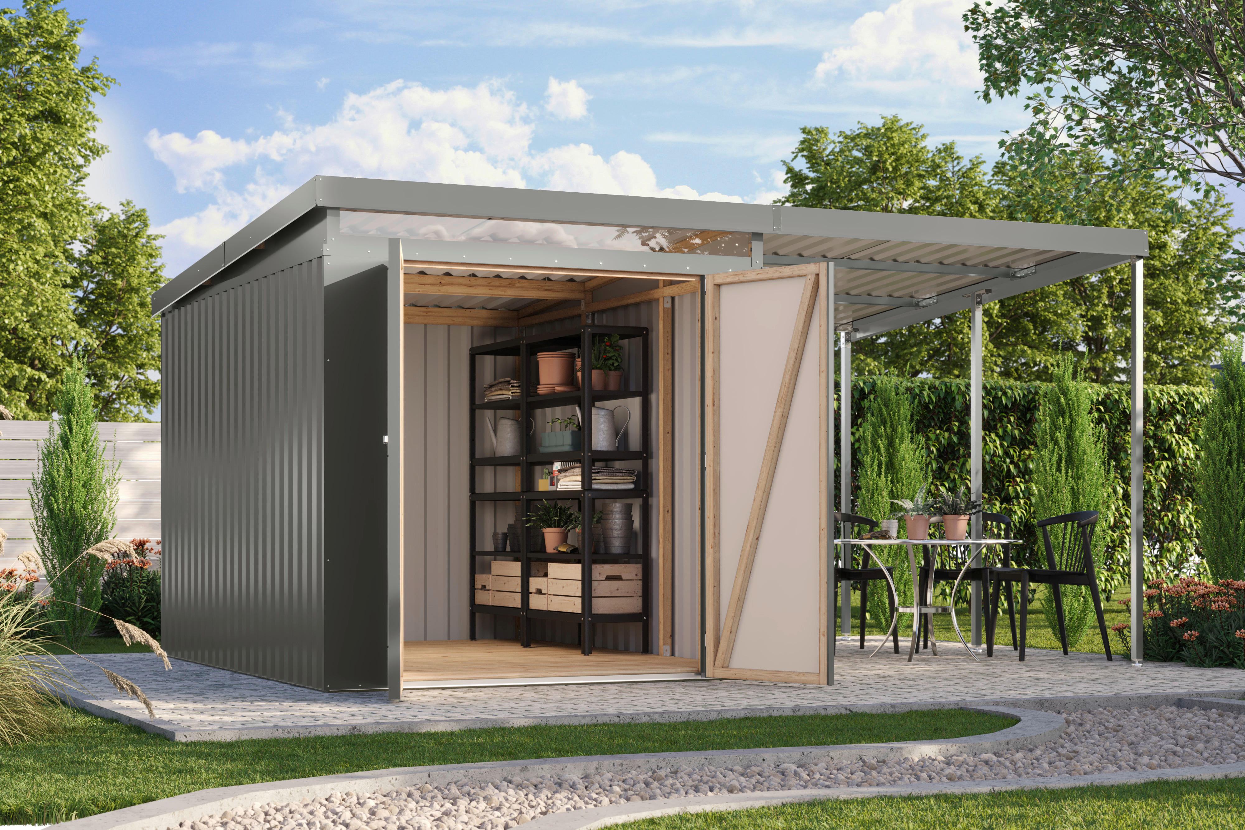 Karibu Gartenhaus IIndra 2,5 grau B/H/T: ca. 206x213x289 cm IIndra 2,5 - grau (206,00/213,00/289,00cm) - Karibu