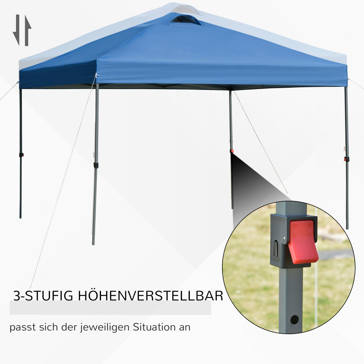 Outsunny Pavillon blau Stahl B/H/L: ca. 295x264x295 cm Pavillon - blau (295,00/295,00/264,00cm) - Outsunny
