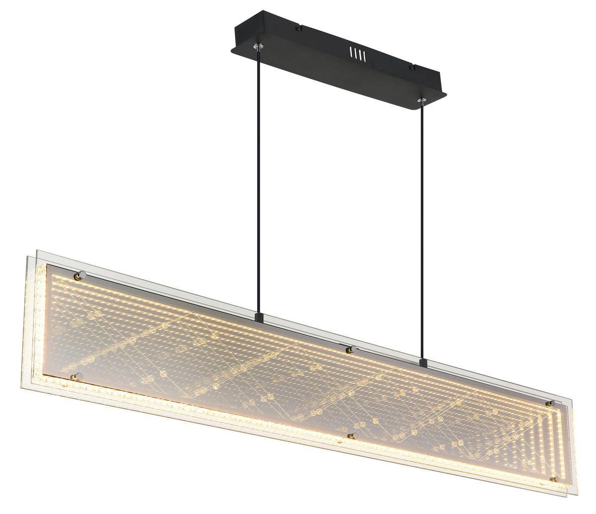 GLOBO Hängeleuchte klar schwarz Aluminium Glas Kunststoff B/H/L: ca. 8x120x113 cm 1.0 Brennstellen Mirrora - klar/schwarz (113,00/8,00/120,00cm) - GLOBO