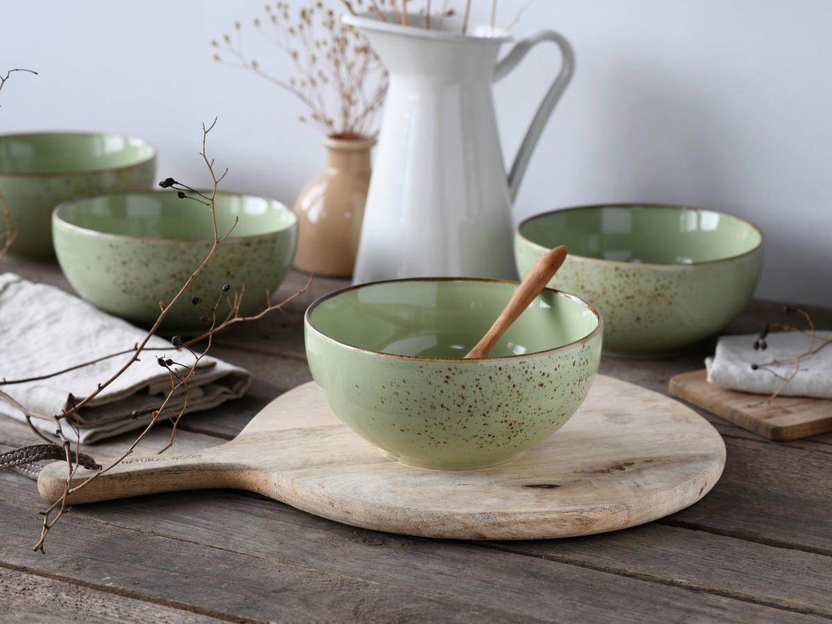 CreaTable Schüssel-Set Nature Collection Green grün Steinzeug Nature Collection Green - grün - CreaTable