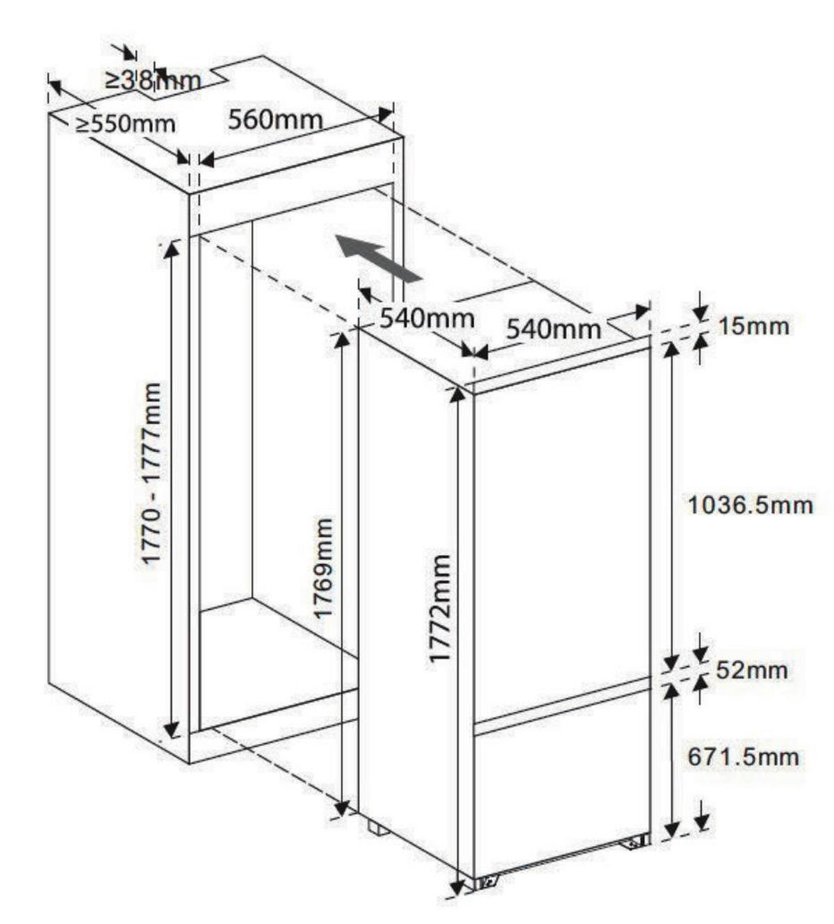 Mican Einbaukühl-/Gefrierkombination EKHBMFSSE weiß B/H/T: ca. 54x177,2x54 cm EKHBMFSSE - weiß/glasklar (54,00/177,20/54,00cm) - Mican