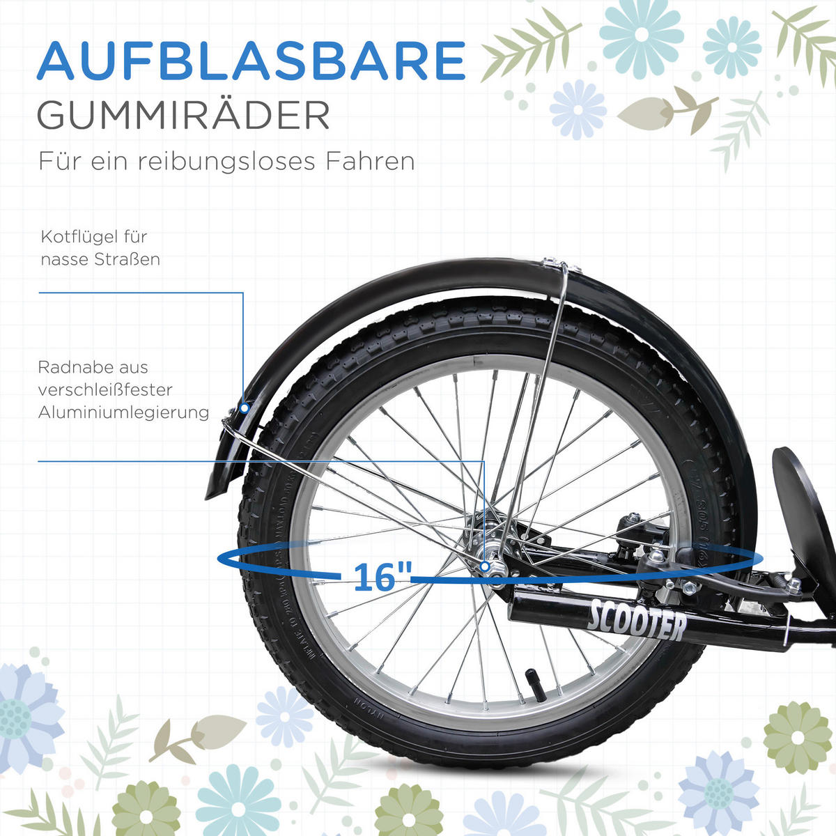 HOMCOM Kinderroller blau Kinderroller - blau/weiß (139,00/58,00/96,00cm) - HOMCOM