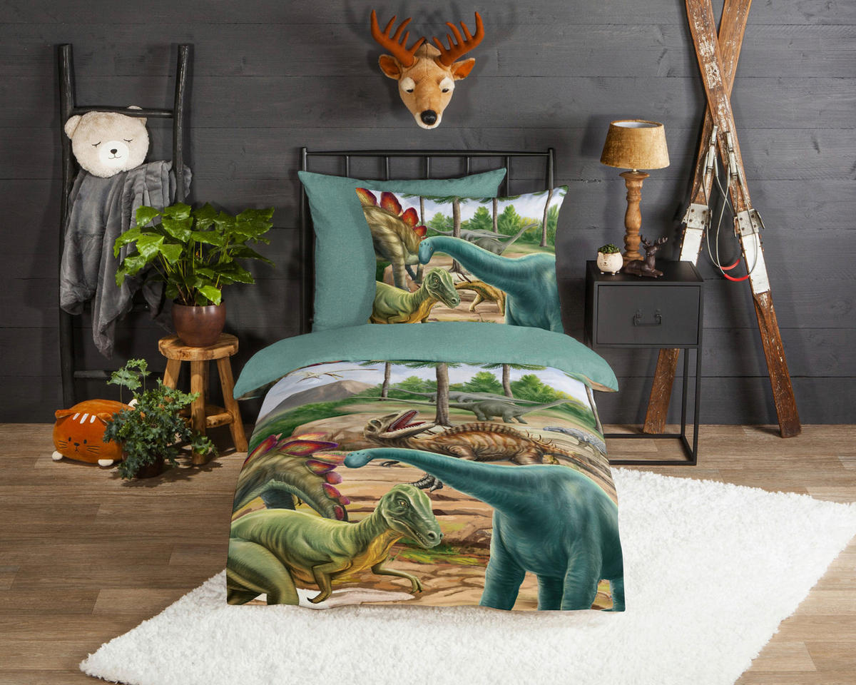 Baumwoll Bettwäsche Prehistory Flanell Prehistory - Multi (135,00/200,00cm) - Good Morning