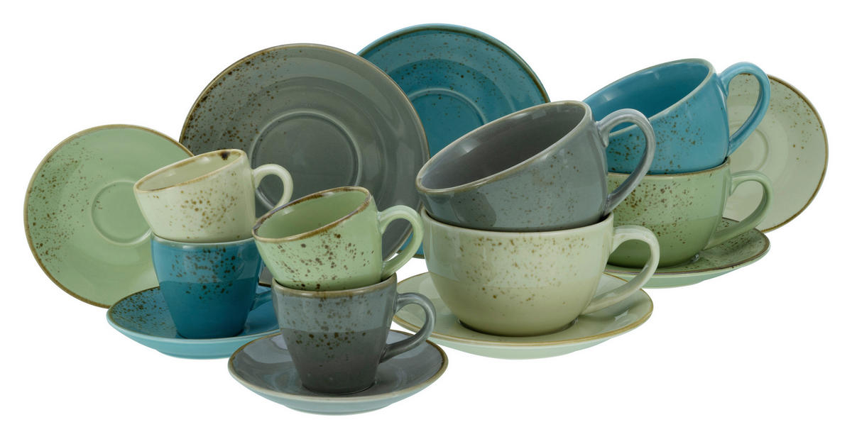 CreaTable Kaffeetassenset Nature Collection BUNT bunt Steinzeug 16 tlg. Nature Collection BUNT - bunt - CreaTable