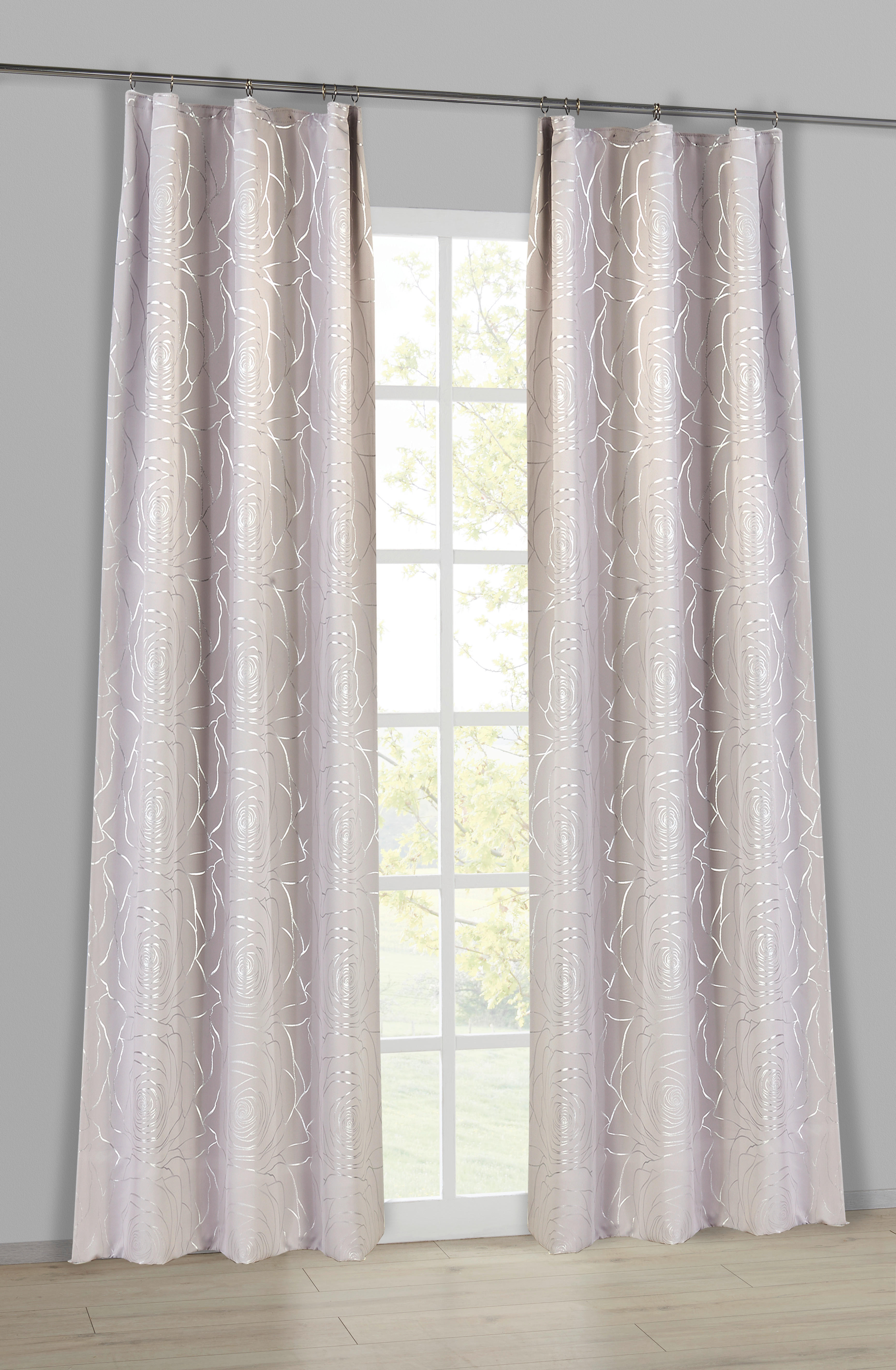 Verdunklungsvorhang Roses silber B/L: ca. 140x245 cm Roses - silber (140,00/245,00cm) - Home Essential