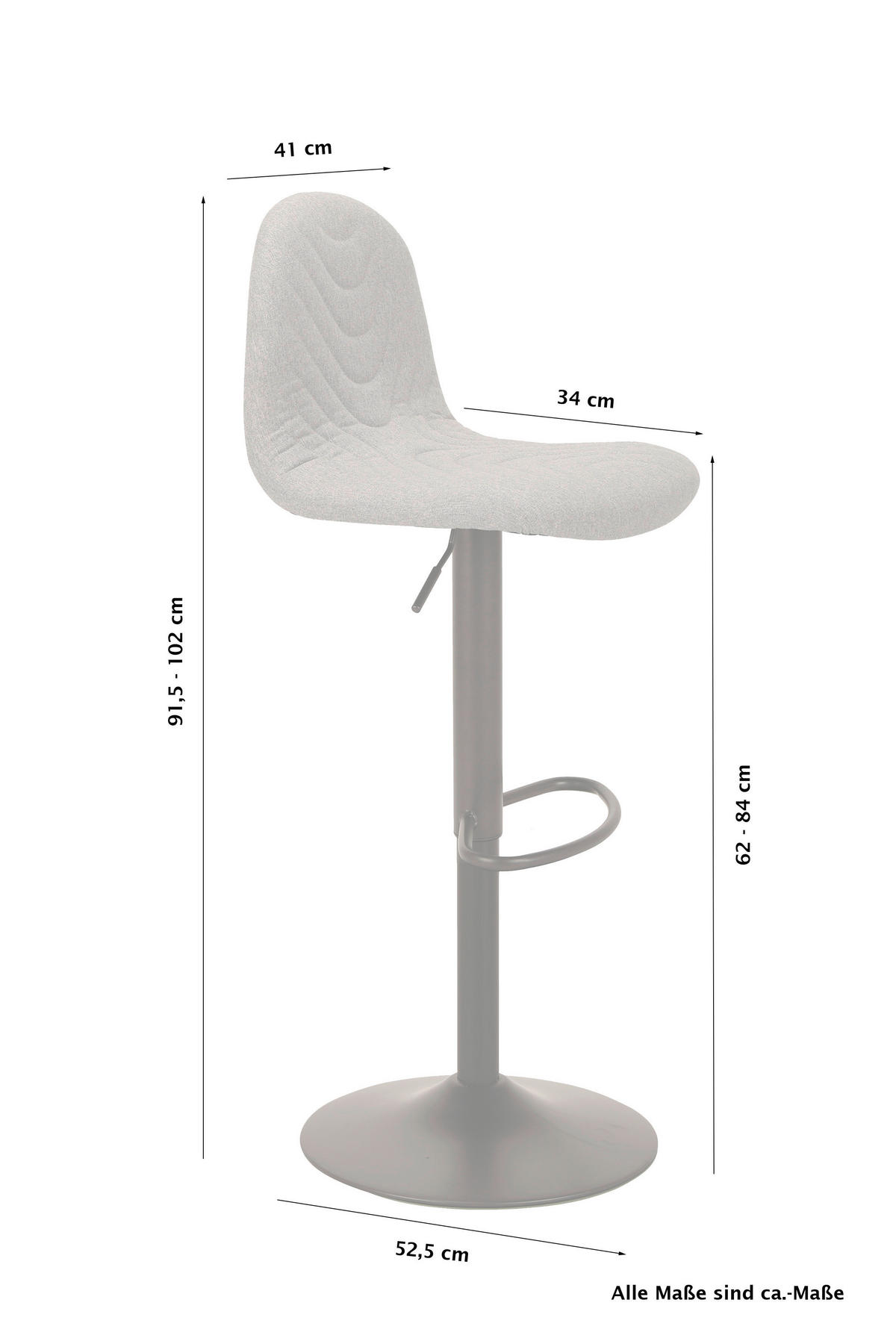 Barhocker CASINO 2er-Set anthrazit Chrom Webstoff Metall B/H/T: ca. 41x88x52,5 cm CASINO 2er-Set - Chrom/anthrazit (41,00/88,00/52,50cm) - byLIVING