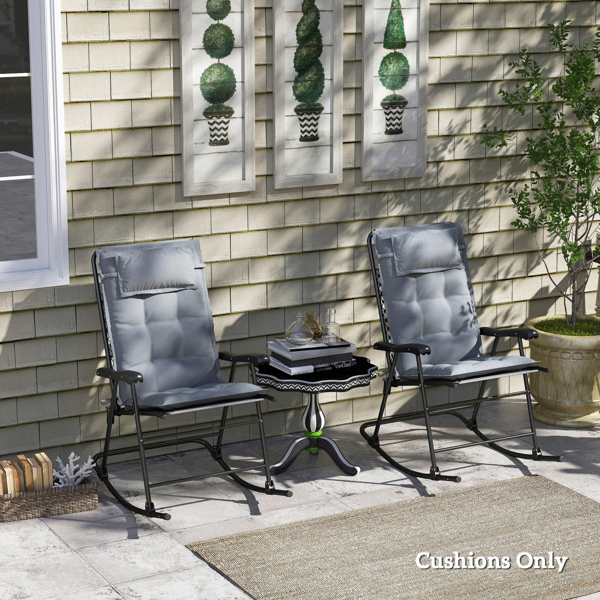 Outsunny Liegenauflage 2er Set hellgrau Polyester B/H/L: ca. 50x5x116 cm Liegenauflage 2er Set - hellgrau (116,00/50,00/5,00cm) - Outsunny
