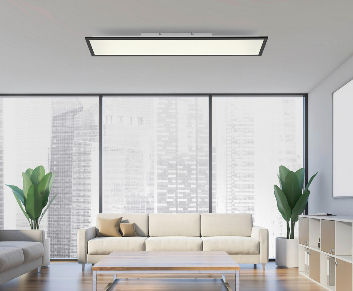 Just Light LED-Deckenleuchte schwarz B/H/L: ca. 25x6,5x100 cm LED-Deckenleuchte_Flat - schwarz (100,00/25,00/6,50cm) - Just Light