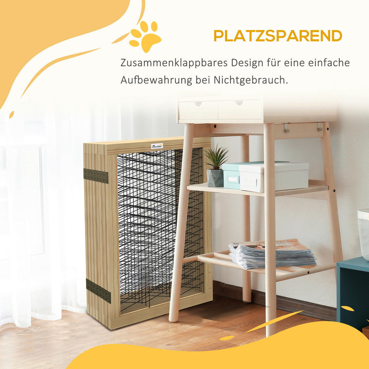 PawHut Hunde-Zubehör natur Edelstahl B/H/L: ca. 44x375x70 cm Hundetürgitter - natur (70,00/44,00/375,00cm) - PawHut