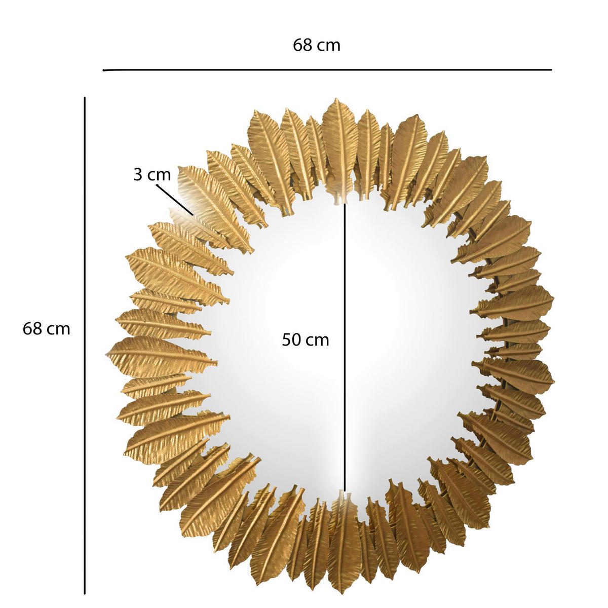 Wandspiegel gold Metall T/D: ca. 3x68 cm Wandspiegel - gold (68,00cm) - Wohnling