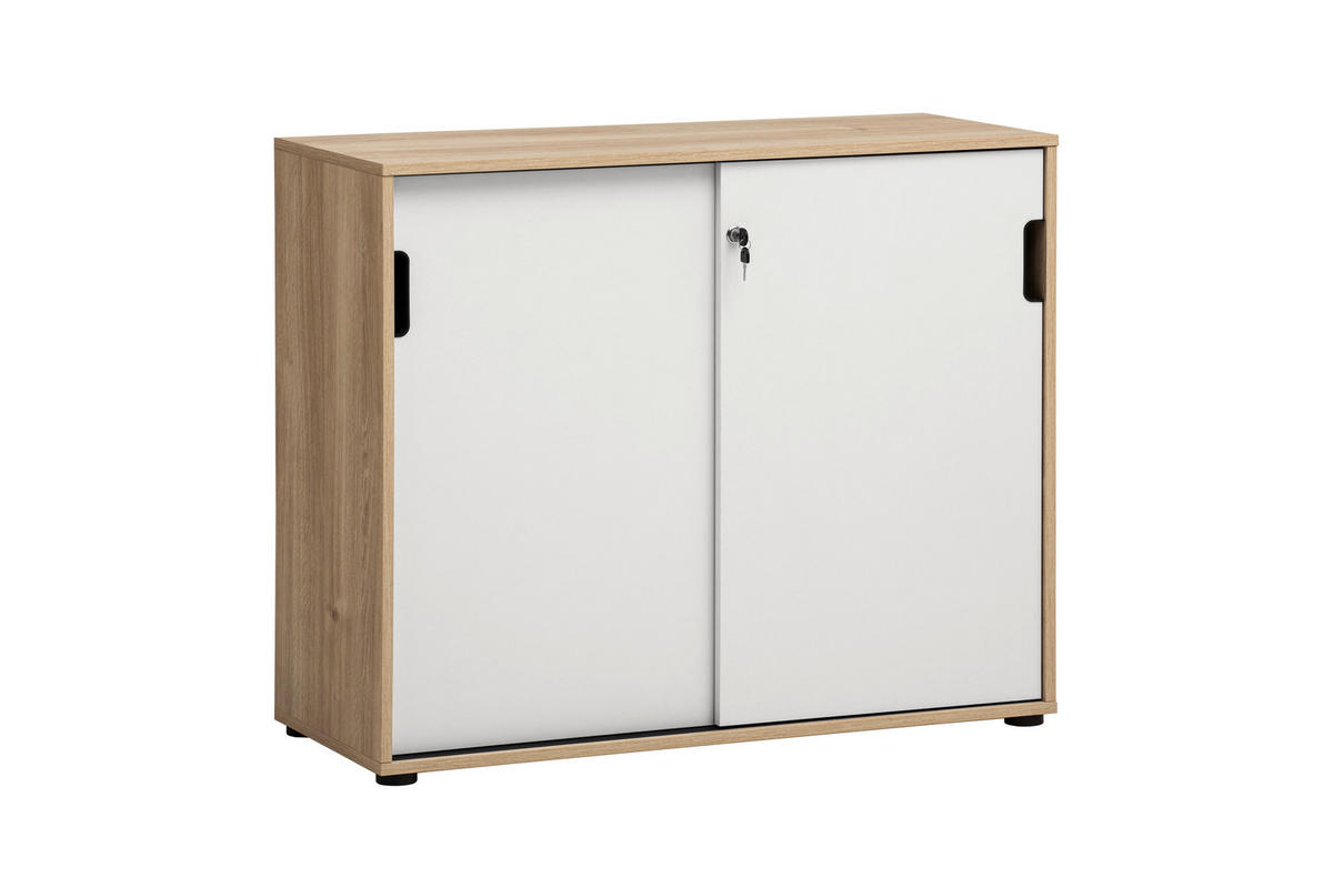 Schiebetürenschrank Emmik weiß matt Eiche Eiche weiß Nachbildung B/H/T: ca. 100,1x83,6x41 cm Emmik - Eiche/weiß (100,10/83,60/41,00cm) - Möbelpartner