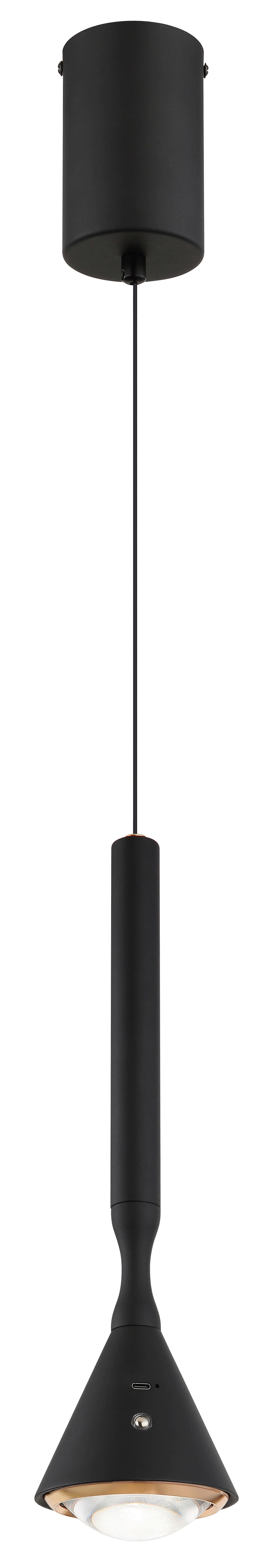 GLOBO Hängeleuchte schwarz Opal Kunststoff Metall H/D: ca. 210x9,9 cm 1.0 Brennstellen Lucinda - schwarz/Opal (9,90/210,00cm) - GLOBO