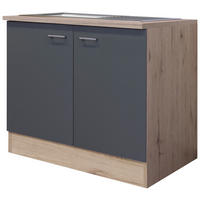 Spülenschrank Morena grau matt B/H/T: ca. 100x85x60 cm Morena - Eiche/Basalt (100,00/85,00/60,00cm) - Flex-Well
