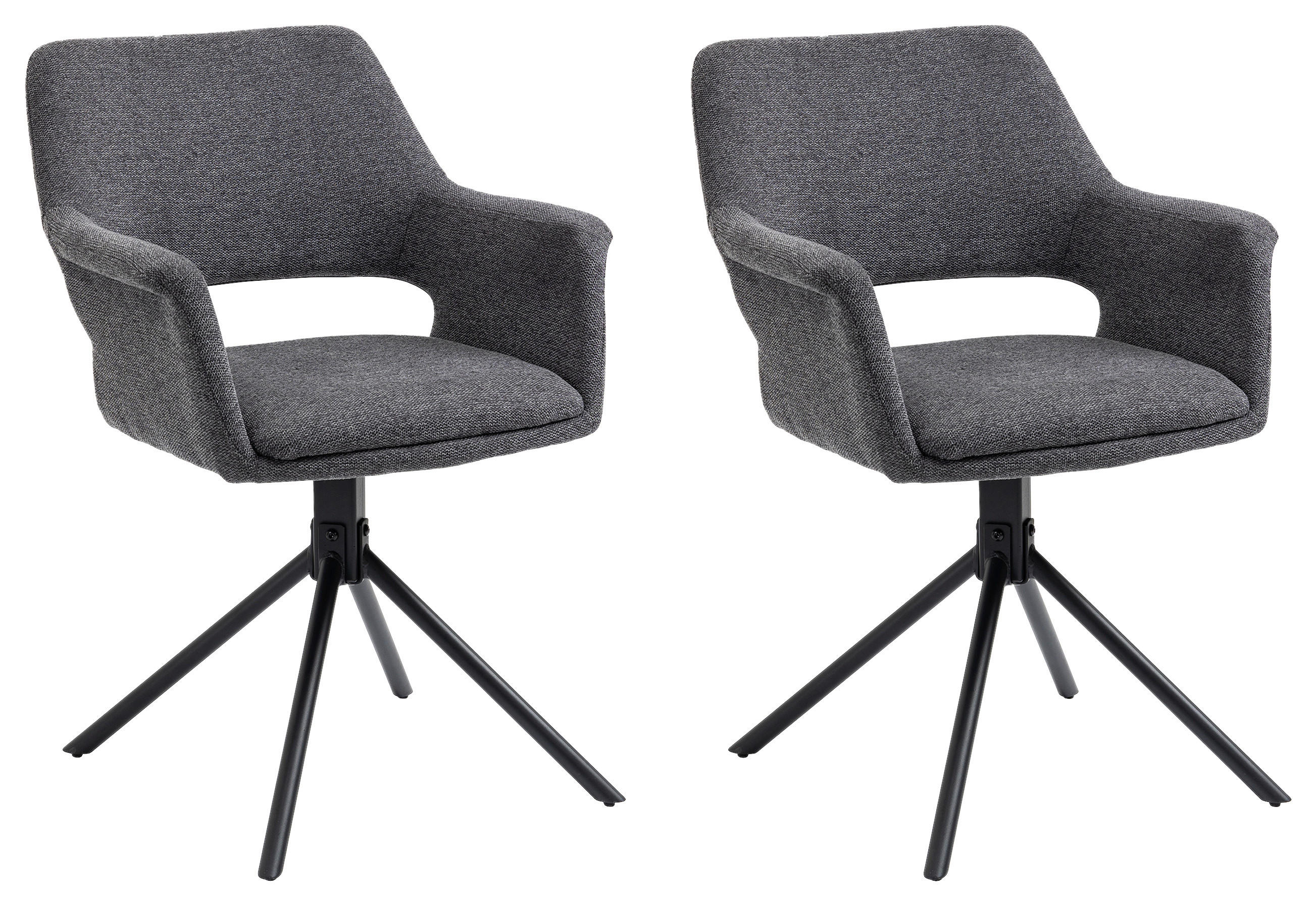 Stuhl ELEONORE 2er-Set grau schwarz Webstoff Metall B/H/T: ca. 57x84x61 cm ELEONORE 2er-Set - schwarz/grau (57,00/84,00/61,00cm) - byLIVING