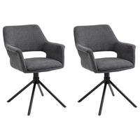 Stuhl ELEONORE 2er-Set grau schwarz Webstoff B/H/T: ca. 57x84x61 cm ELEONORE 2er-Set - schwarz/grau (57,00/84,00/61,00cm) - byLIVING