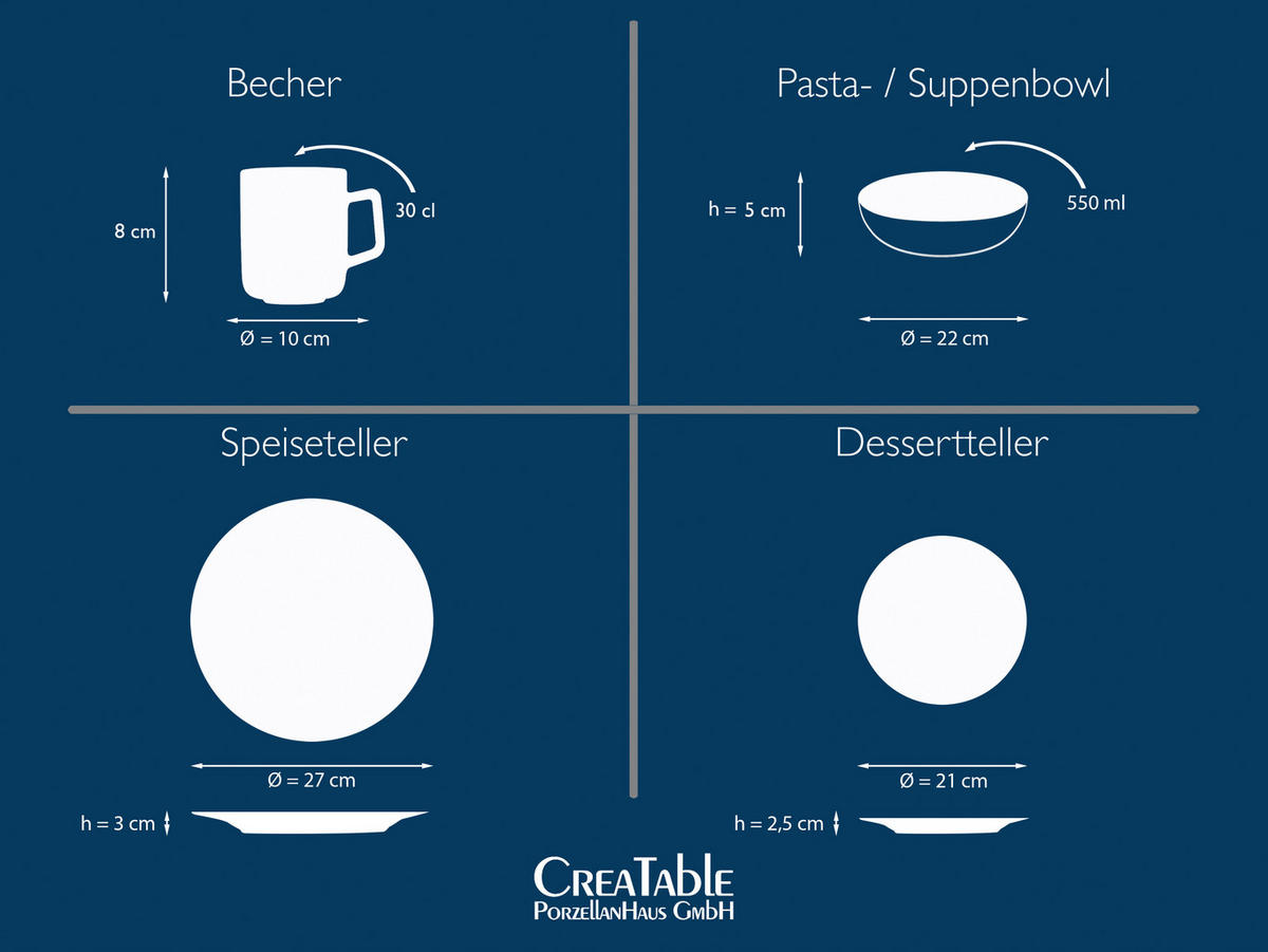 CreaTable Kombiservice Catania sand Steinzeug 16 tlg. Catania - sand (38,00/36,00/37,00cm) - CreaTable