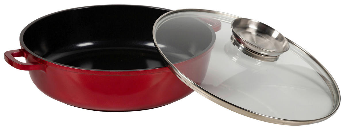 Pfanne rot Edelstahl D: ca. 28 cm Servierpfanne - rot (28,00cm)