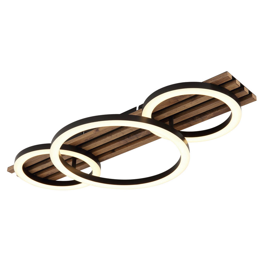 Thumbnail - GLOBO Deckenleuchte Opal mattschwarz Metall MDF B/H/D: ca. 62x9,5x30 cm 1 Brennstellen