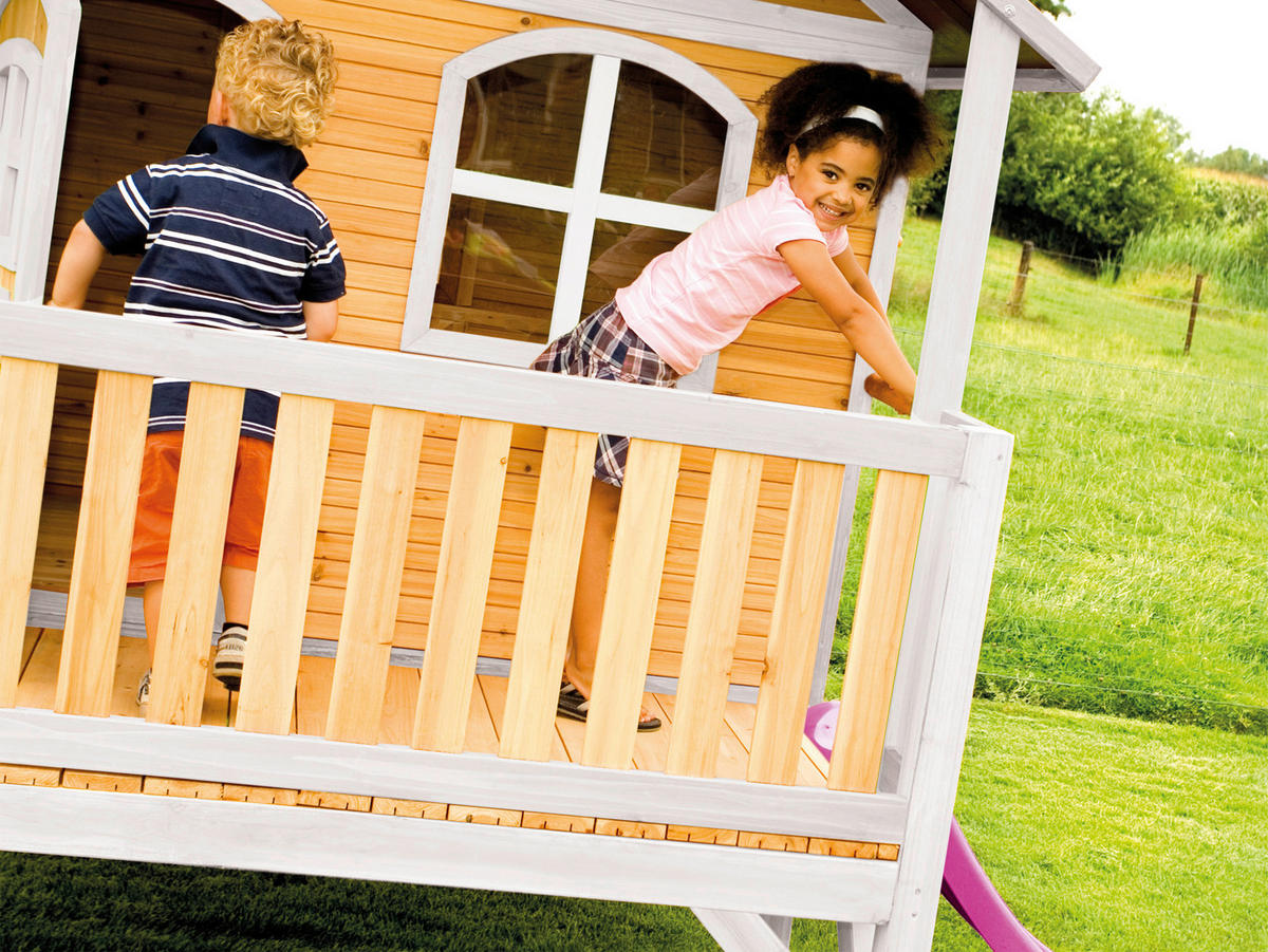 AXI Spielhaus Stef braun B/H/L: ca. 349x233x212 cm Stef - braun/lila (212,00/349,00/233,00cm) - AXI