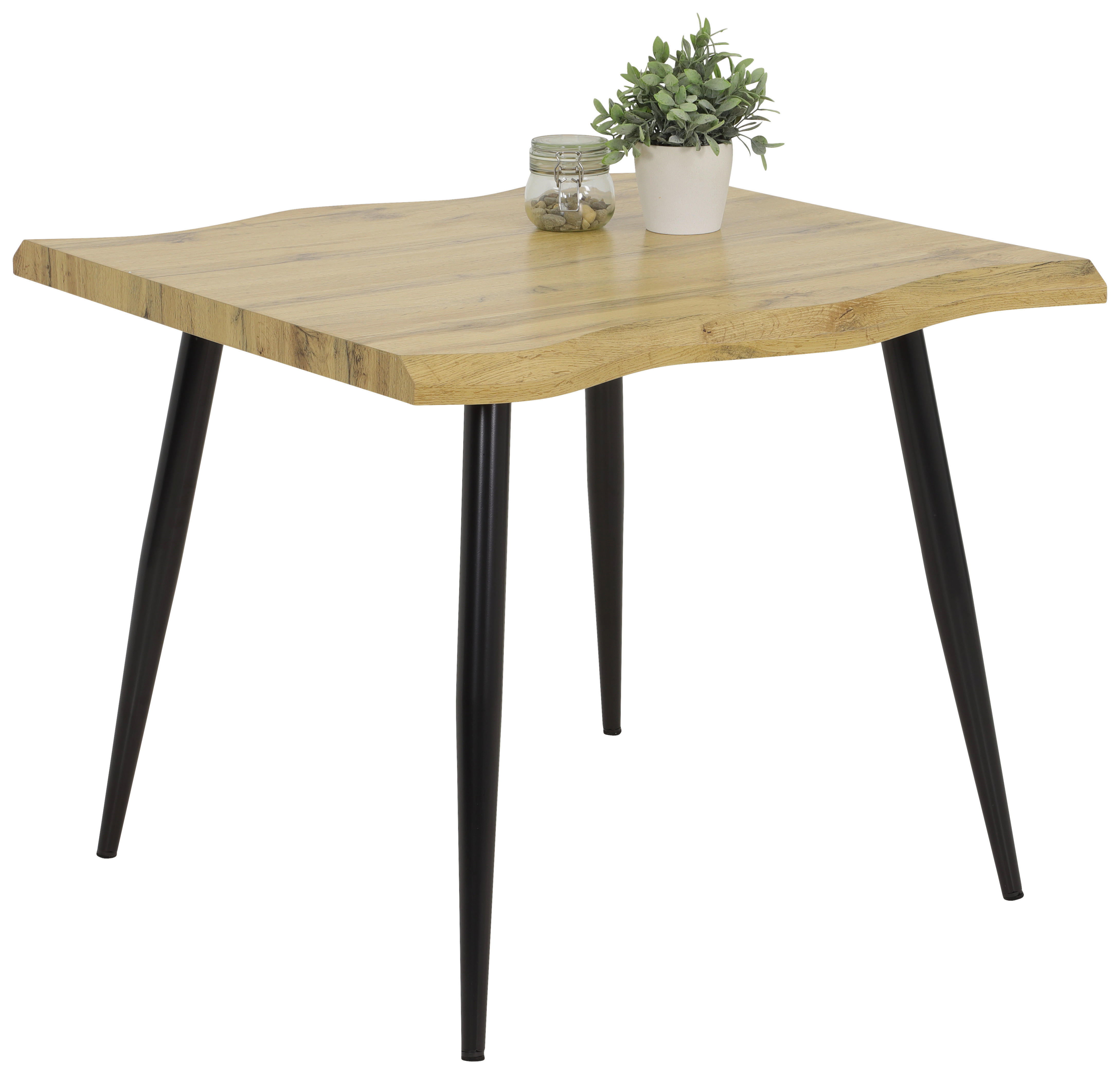 Esstisch Gabi Eiche Wildeiche Nachbildung B/H/T: ca. 90x76x90 cm Gabi - Eiche/schwarz (90,00/76,00/90,00cm)