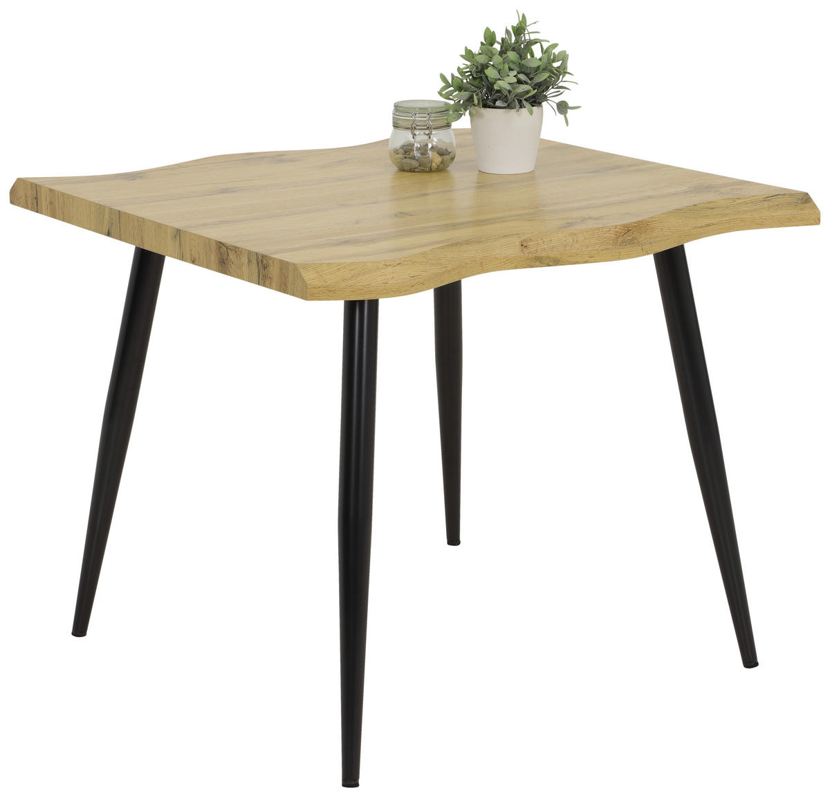 Esstisch Gabi Eiche Wildeiche Nachbildung B/H/T: ca. 90x76x90 cm Gabi - Eiche/schwarz (90,00/76,00/90,00cm)