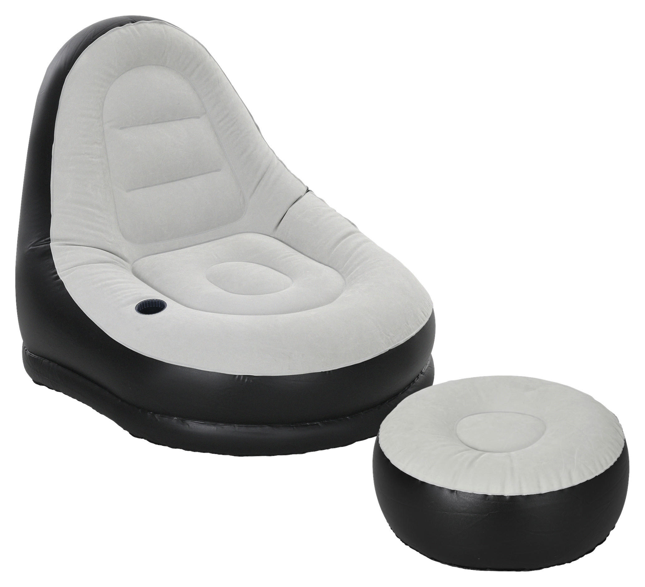 Outsunny Aufblasbarer Sessel B/H/L: ca. 100x87x125 cm Aufblasbarer Sessel - hellgrau/schwarz (125,00/100,00/87,00cm) - Outsunny