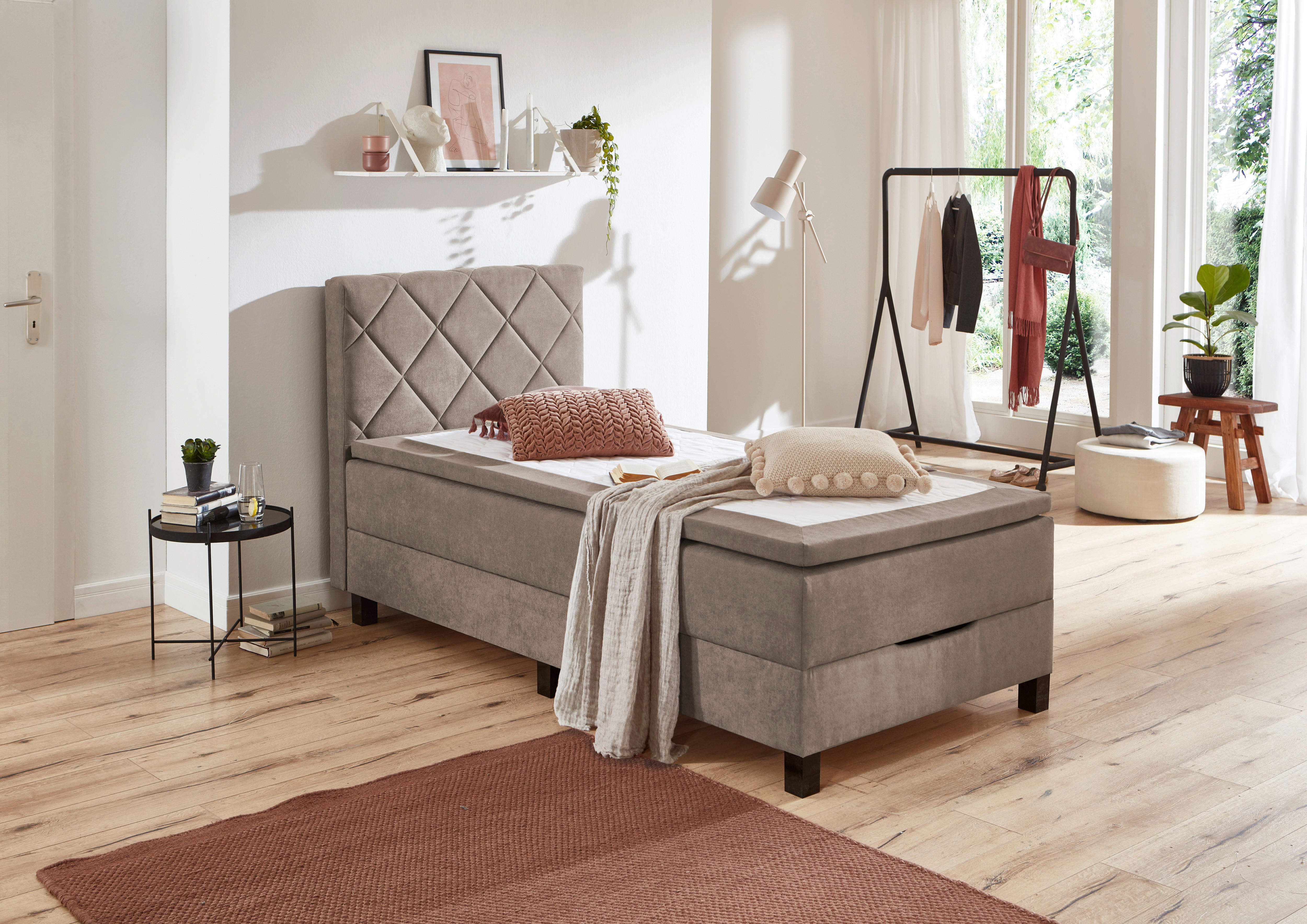 Boxspringbett Jeff taupe Jeff - taupe (100,00/57,00/211,00cm)