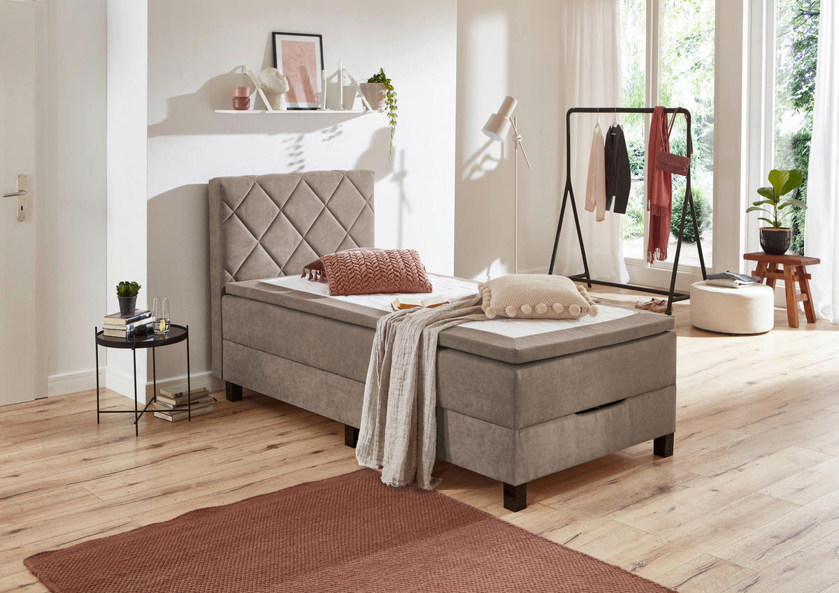 Boxspringbett Jeff taupe Jeff - taupe (100,00/57,00/211,00cm)