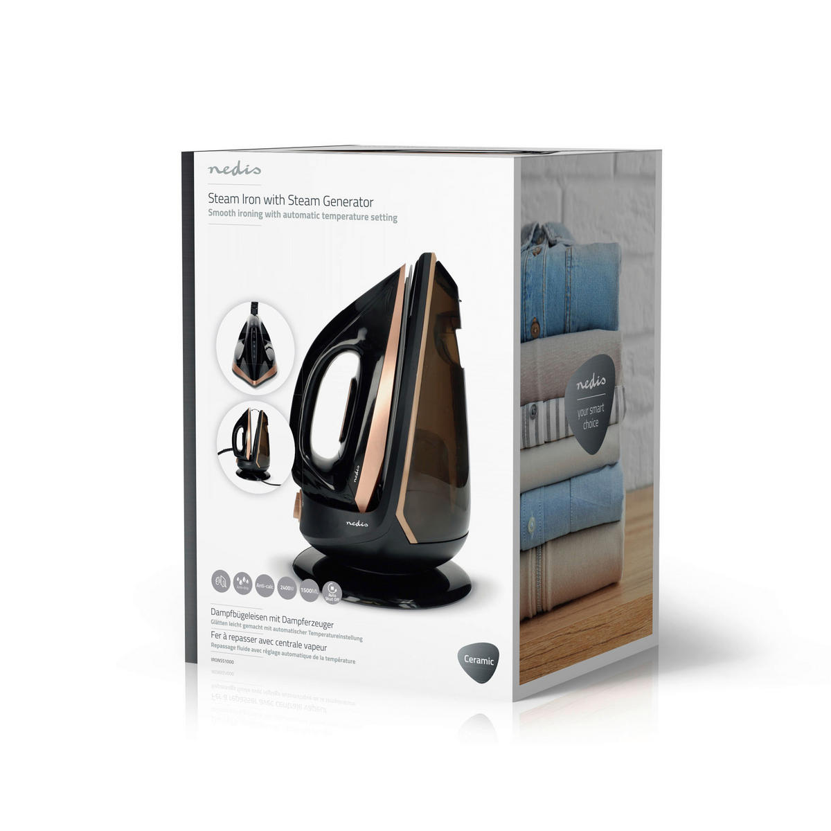 Nedis Dampfgenerator schwarz silber Aluminium Keramik Kunststoff B/H/L: ca. 22,5x34,5x18,5 cm Dampfgenerator_Nedis - schwarz/silber (18,50/22,50/34,50cm) - Nedis