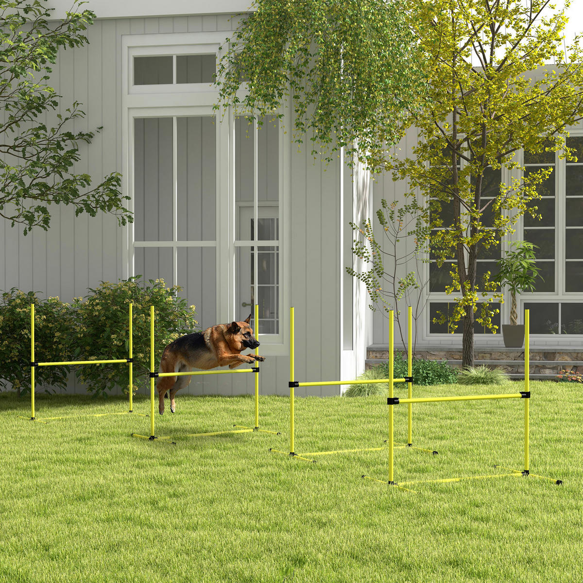 PawHut Hunde-Agility-Set gelb Kunststoff B/H/L: ca. 65x94x99 cm Hunde-Agility-Set - gelb (99,00/65,00/94,00cm) - PawHut
