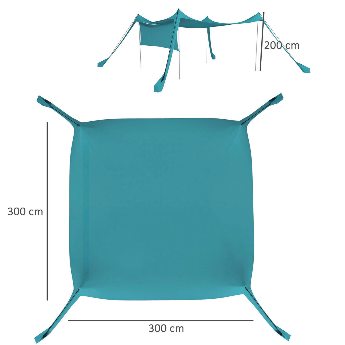 Outsunny Campingartikel B/H/L: ca. 300x300x200 cm Campingzelt - blau (200,00/300,00/300,00cm) - Outsunny