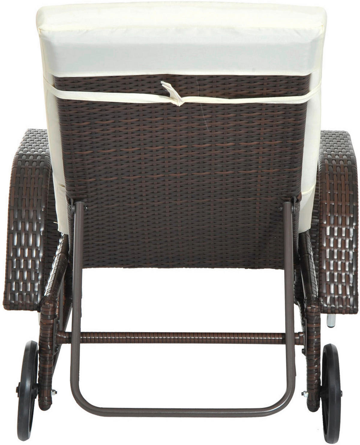 Outsunny Sonnenliege braun Metall B/H/L: ca. 73x103x200 cm Mobile_Rattanliege - braun/beige (200,00/73,00/103,00cm) - Outsunny