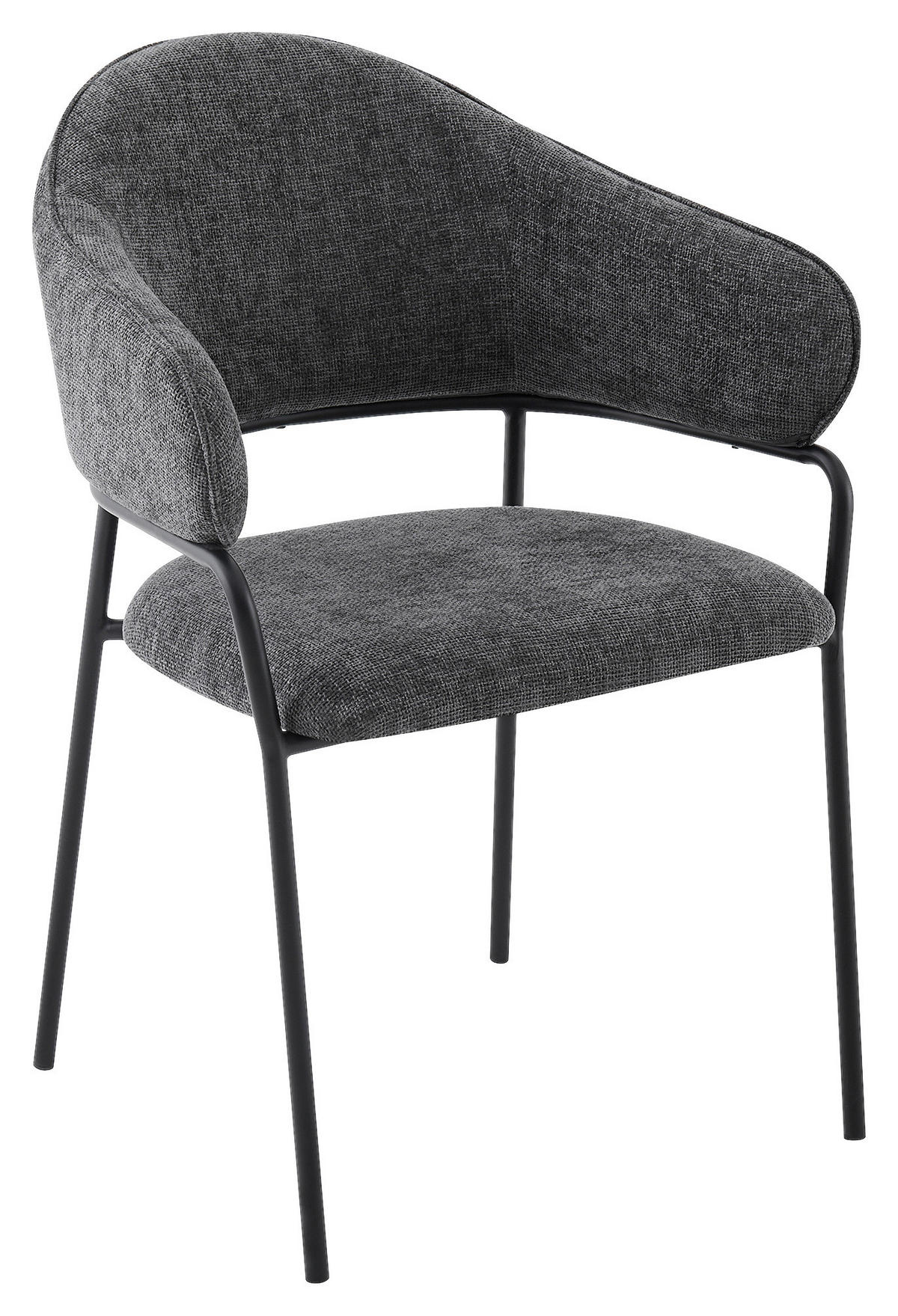 Stuhl CURVE schwarz grau Metall Stoff B/H/T: ca. 60x86x58 cm CURVE - schwarz/grau (60,00/86,00/58,00cm) - byLIVING