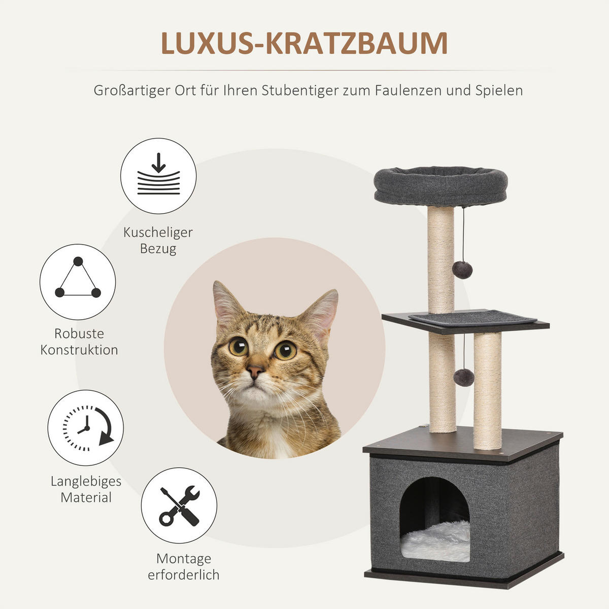 PawHut Kratzbaum Kratzbaum - (40,00/40,00/104,00cm) - PawHut