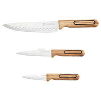 BERGNER Multifunktionsmesser-Set CHARCOAL silber Edelstahl 3 tlg. CHARCOAL - silber (37,00/15,50/3,00cm) - BERGNER