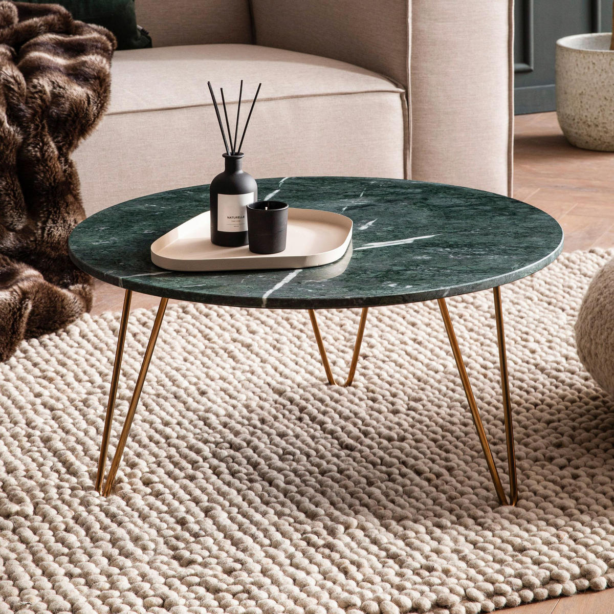 Couchtisch grün H/D: ca. 35x70 cm Couchtisch - grün (70,00/35,00cm) - Wohnling