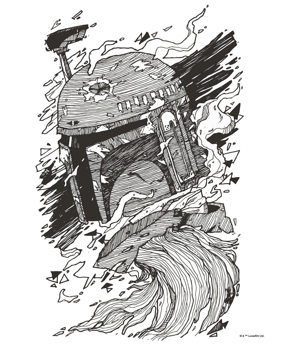 Komar Poster Star Wars Boba Fett Drawing Star Wars B/L: ca. 40x50 cm Star Wars Boba Fett Drawing - (40,00/50,00cm) - Komar