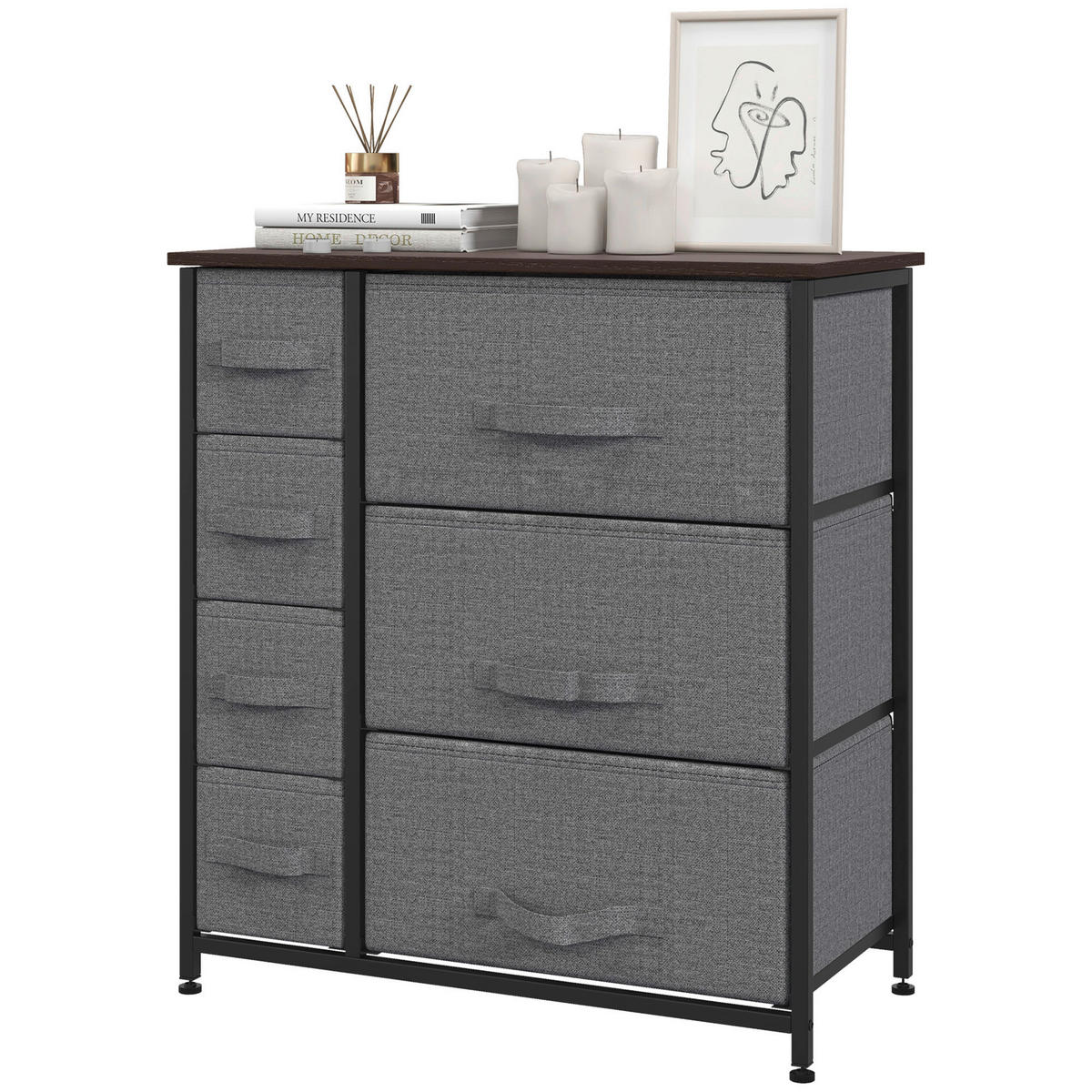 HOMCOM Aufbewahrungsregal dunkelgrau Edelstahl B/H/L: ca. 30x63,5x71 cm Schubladenschrank - dunkelgrau (71,00/30,00/63,50cm) - HOMCOM