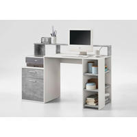 Schreibtisch  Beton Optik weiß B/H/T: ca. 139x92x54 cm Bolton_Schreibtisch 3006-001 - weiß (139,00/92,00/54,00cm)