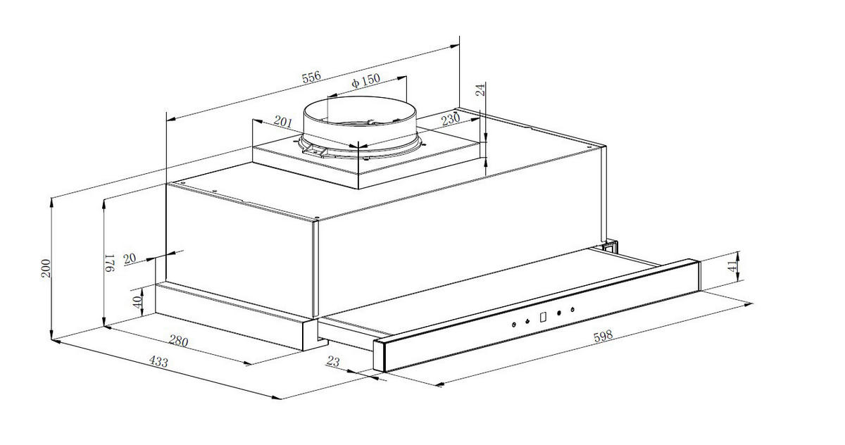 Mican Dunstabzugshaube THA300TMFSA+ schwarz Metall B/H/T: ca. 60x17,6x28 cm THA300TMFSA+ - schwarz (60,00/17,60/28,00cm) - Mican