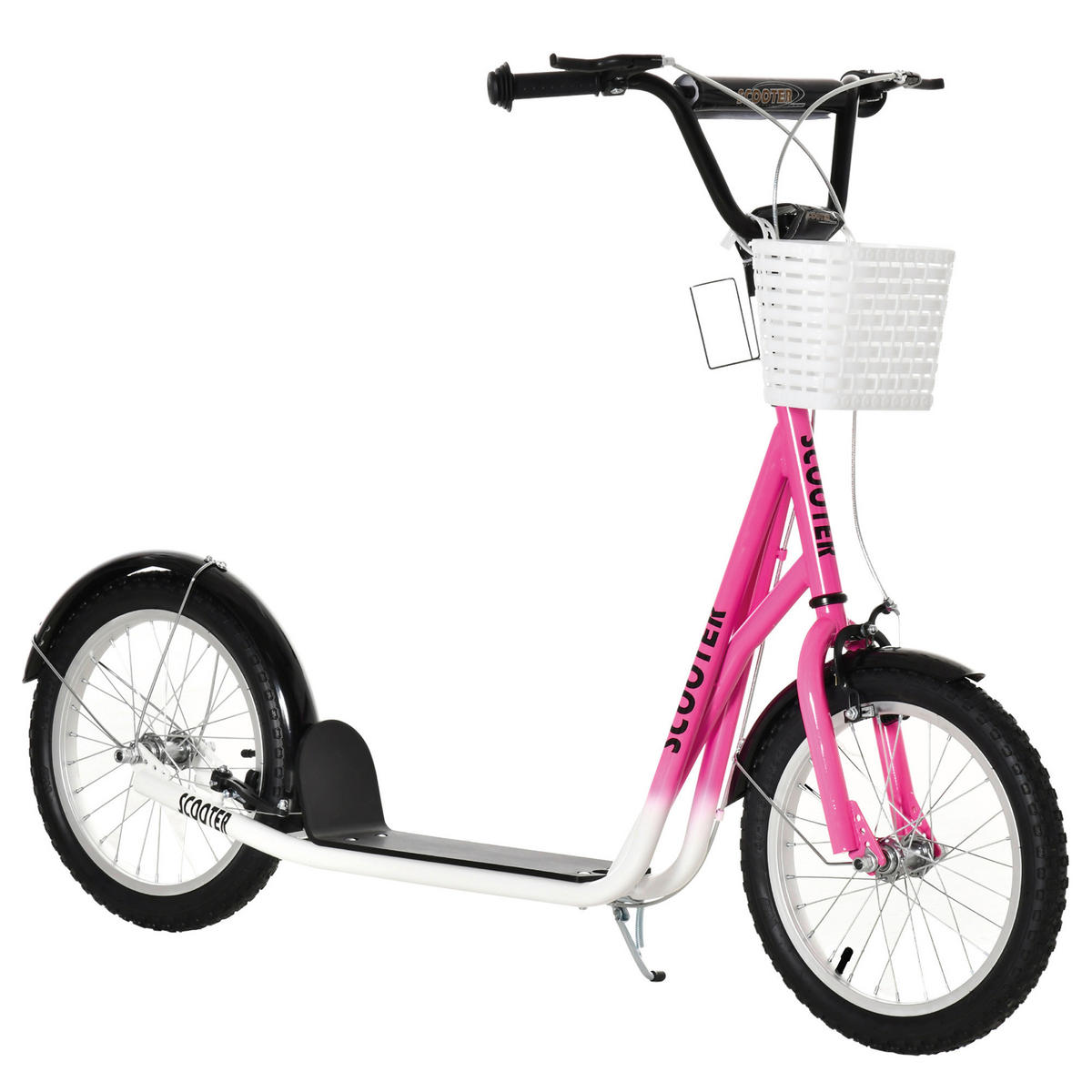 HOMCOM Kinderroller rosa Kinderroller - weiß/rosa (139,00/58,00/96,00cm) - HOMCOM