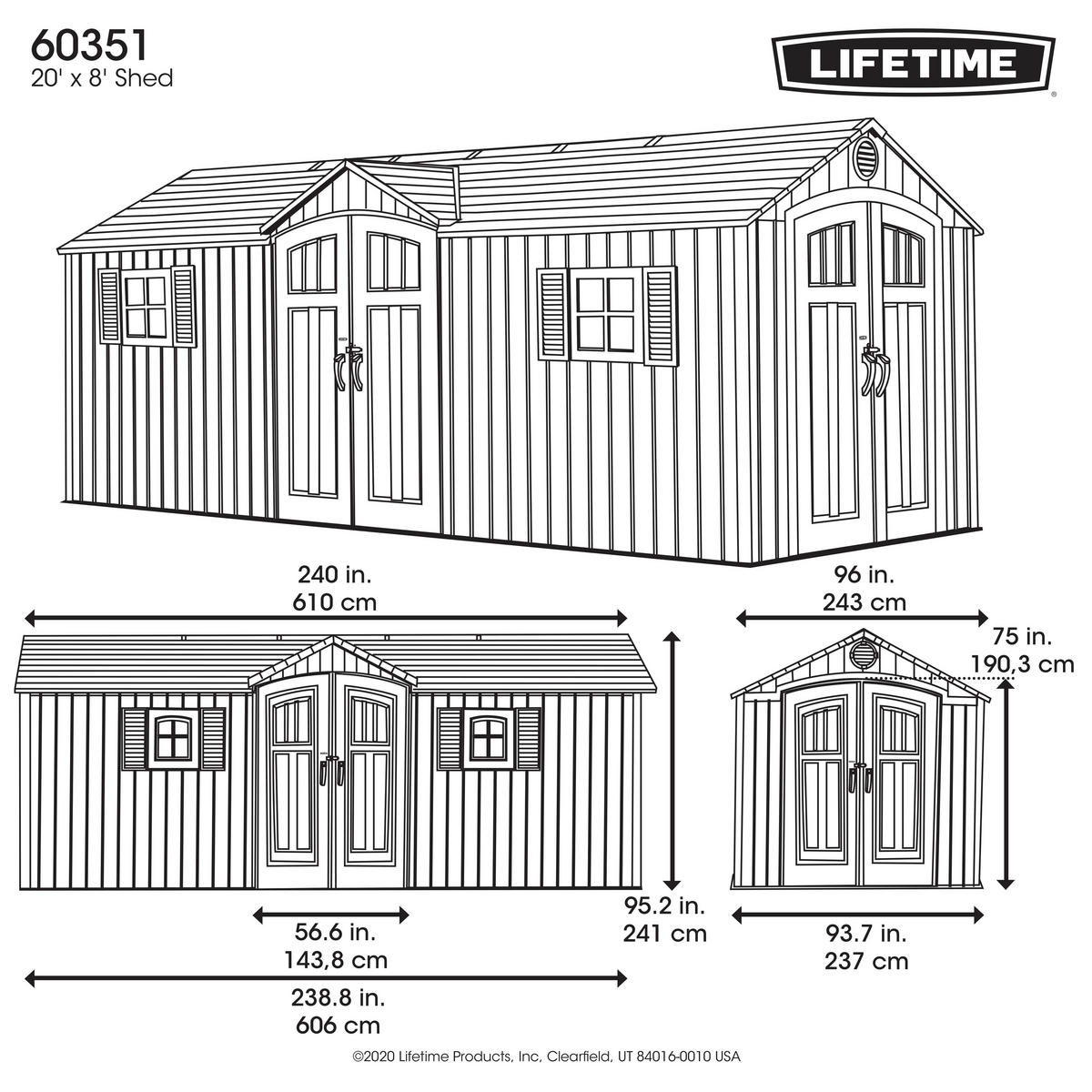 Lifetime Gerätehaus Neptun grau B/H/L: ca. 610x241x243 cm Neptun - grau (243,00/610,00/241,00cm) - Lifetime