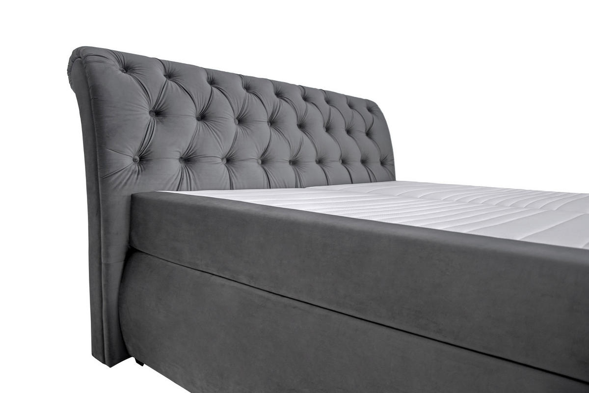 Boxspringbett Agnes dunkelgrau Liegefläche B/L: ca. 180x200 cm Agnes - dunkelgrau (198,00/116,00/237,00cm)