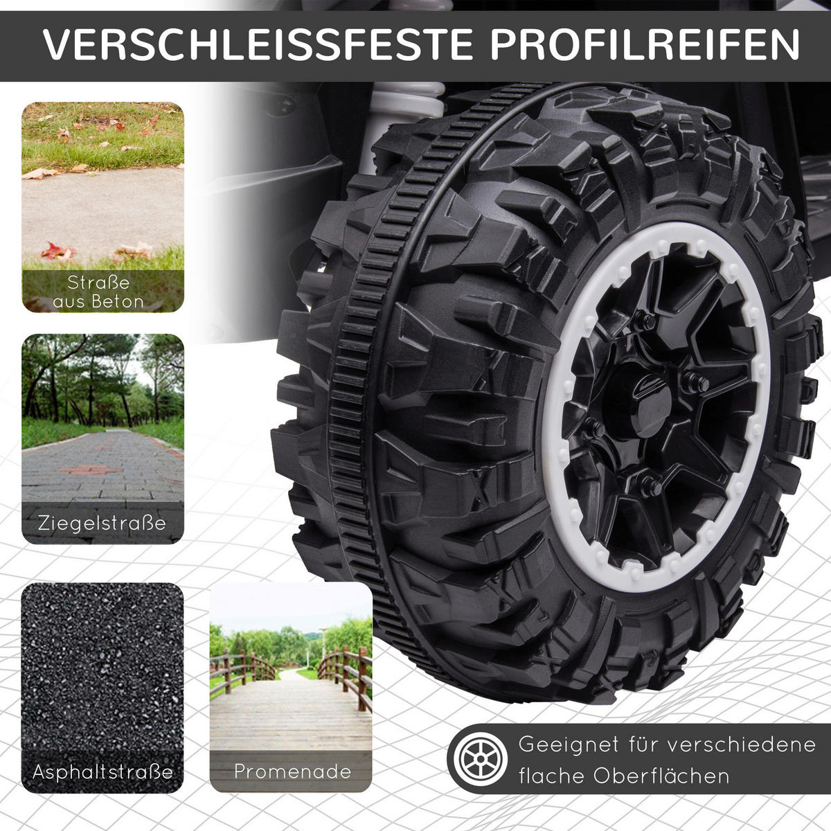 HOMCOM Kinderauto schwarz B/H/L: ca. 53x83x55,5 cm Elektro-Quad - weiß/schwarz (55,50/53,00/83,00cm) - HOMCOM