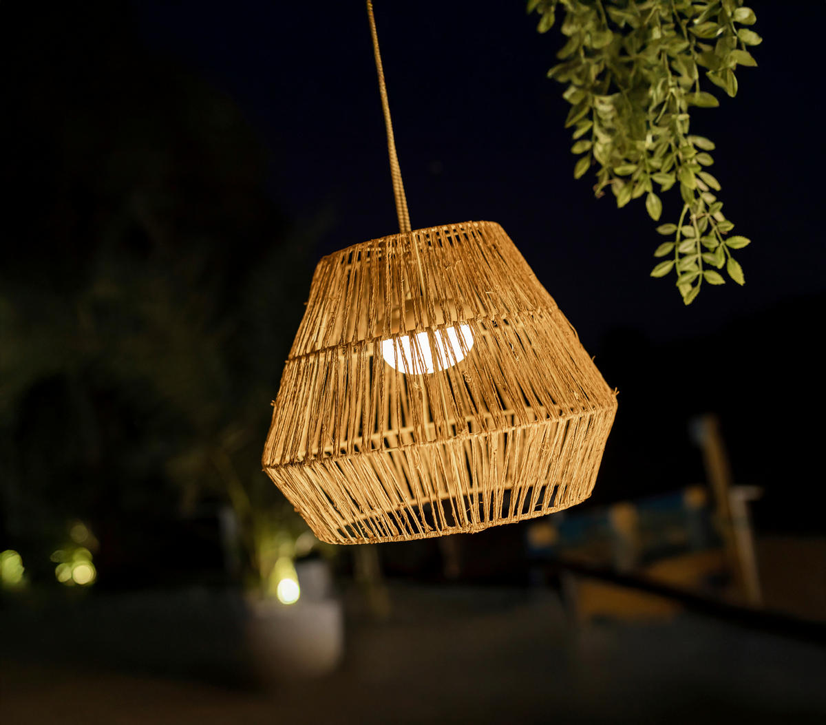 NewGarden LED-Pendelleuchte natur B/H/L: ca. 40x30,5x40 cm 1.0 Brennstellen SISINE 30 - natur (40,00/40,00/30,50cm) - NewGarden