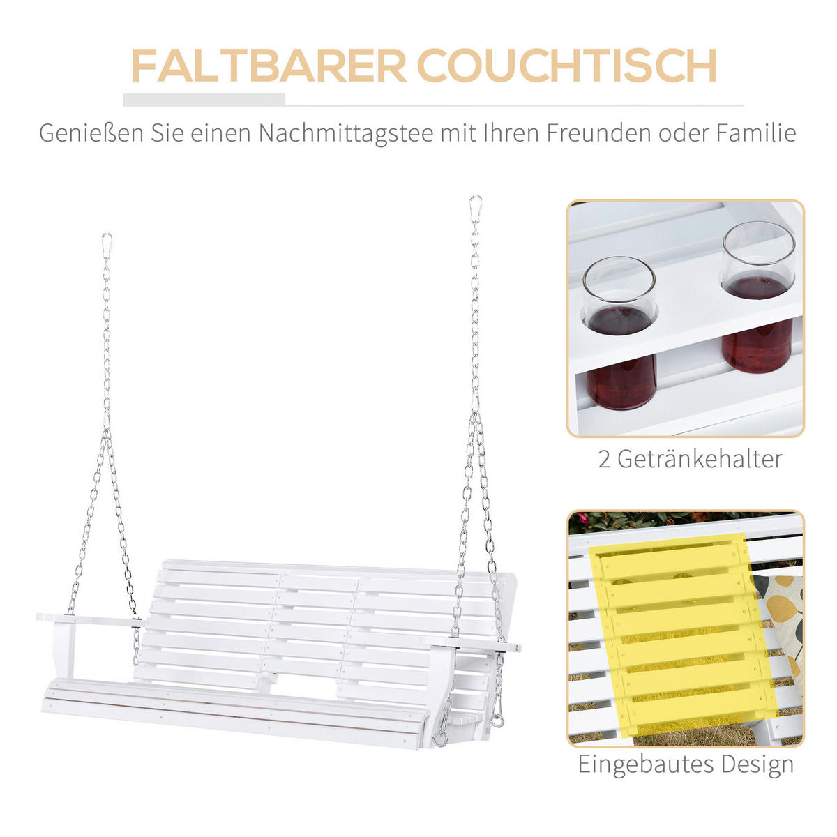 Outsunny Hängebank Hängebank - bunt (150,00/75,00/53,00cm) - Outsunny