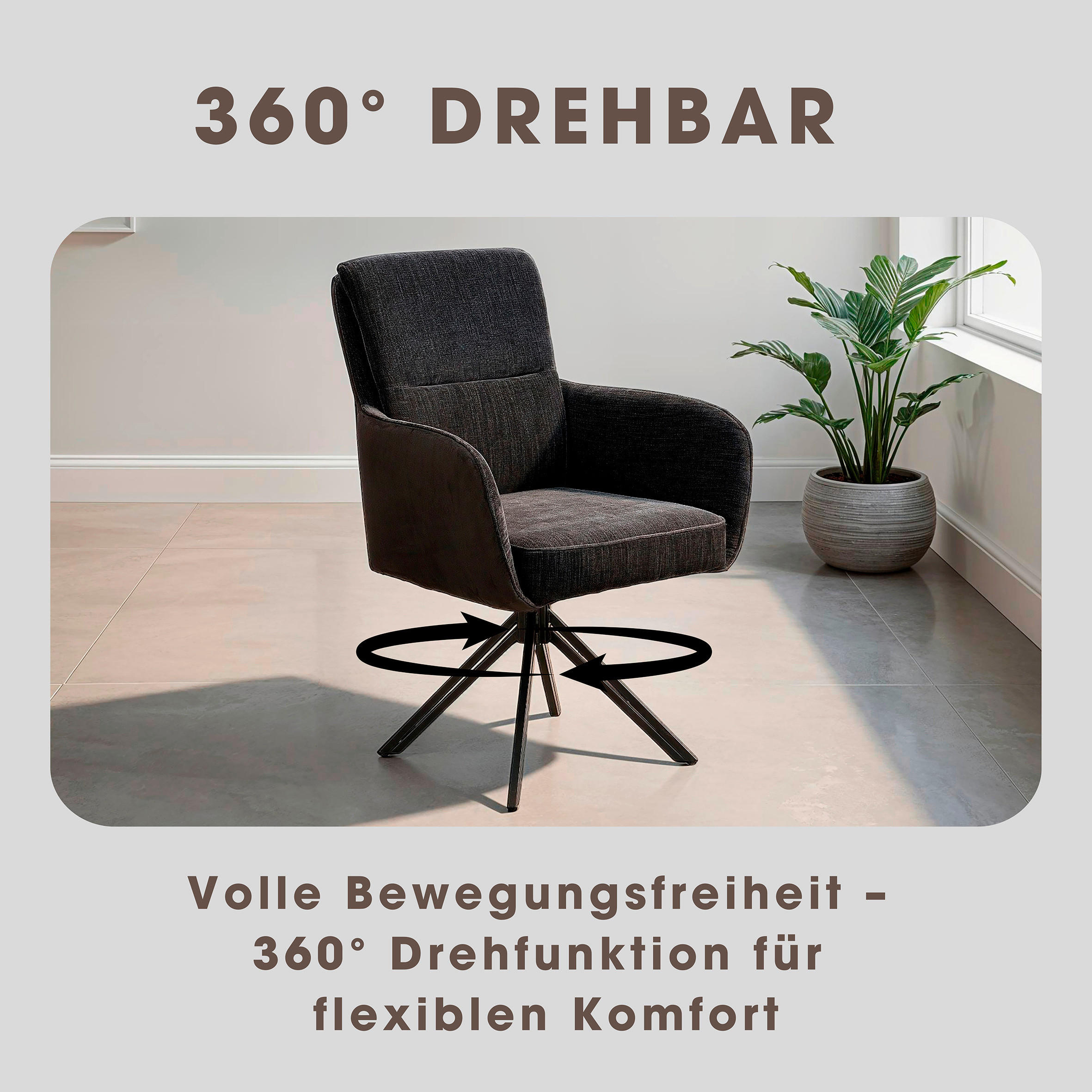 Stuhl TINO schwarz Metall Microfaser B/H/T: ca. 62x94x70 cm TINO - schwarz (62,00/94,00/70,00cm) - byLIVING