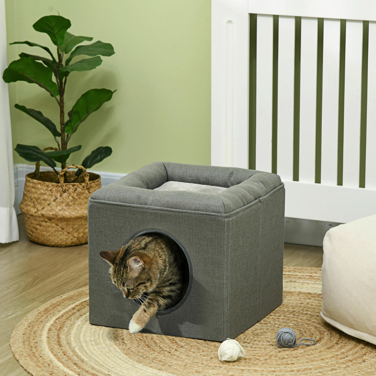 PawHut Katzen-Zubehör grün Polyester B/H/L: ca. 36,5x36,5x33 cm Katzenhöhle - grün (33,00/36,50/36,50cm) - PawHut
