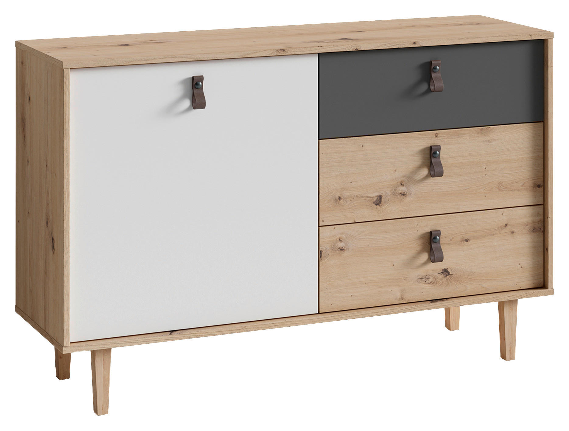 Sideboard BILL Eiche Artisan Nachbildung weiß anthrazit dunkelbraun natur B/H/T: ca. 120x77x36,5 cm BILL - Eiche/dunkelbraun (120,00/77,00/36,50cm) - byLIVING